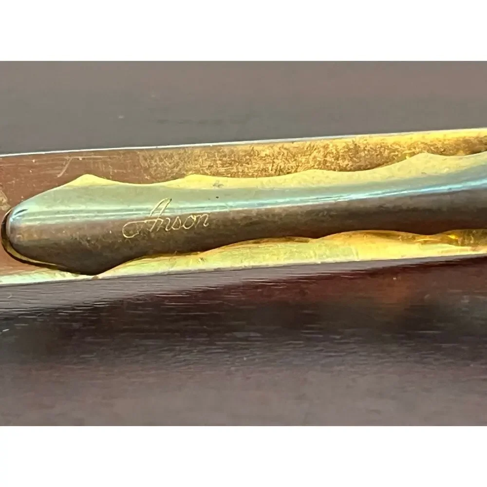 VTG Anson Tie Clip Gold Tone Checked Preppy Academia